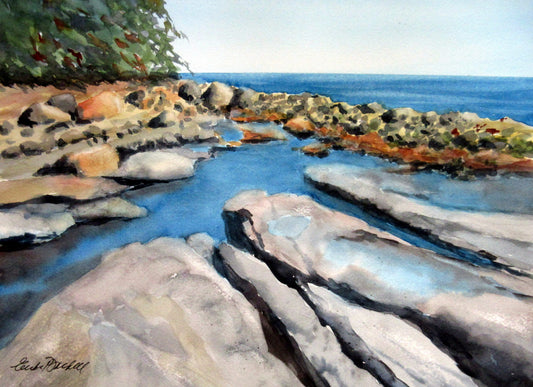 Enda Bardell painting EXUDING, Haida Gwaii, BC, framed Art Works Gallery