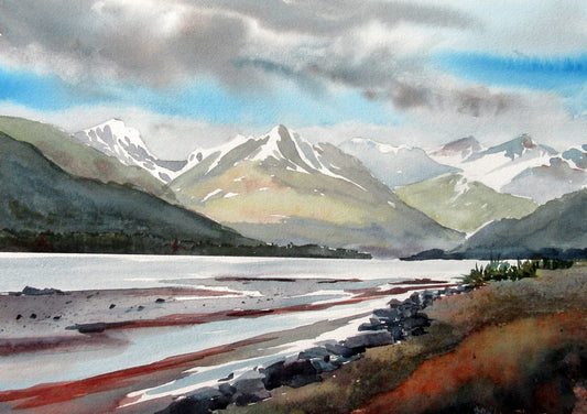 Enda Bardell painting FARAWAY PEAKS, Dezadeash, Yukon Art Works Gallery