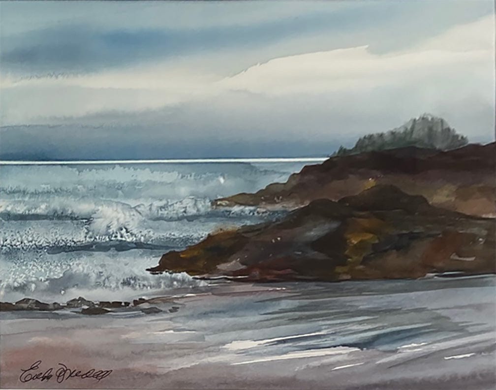 Enda Bardell painting Headland, Pacific Rim BC, framed Art Works Gallery