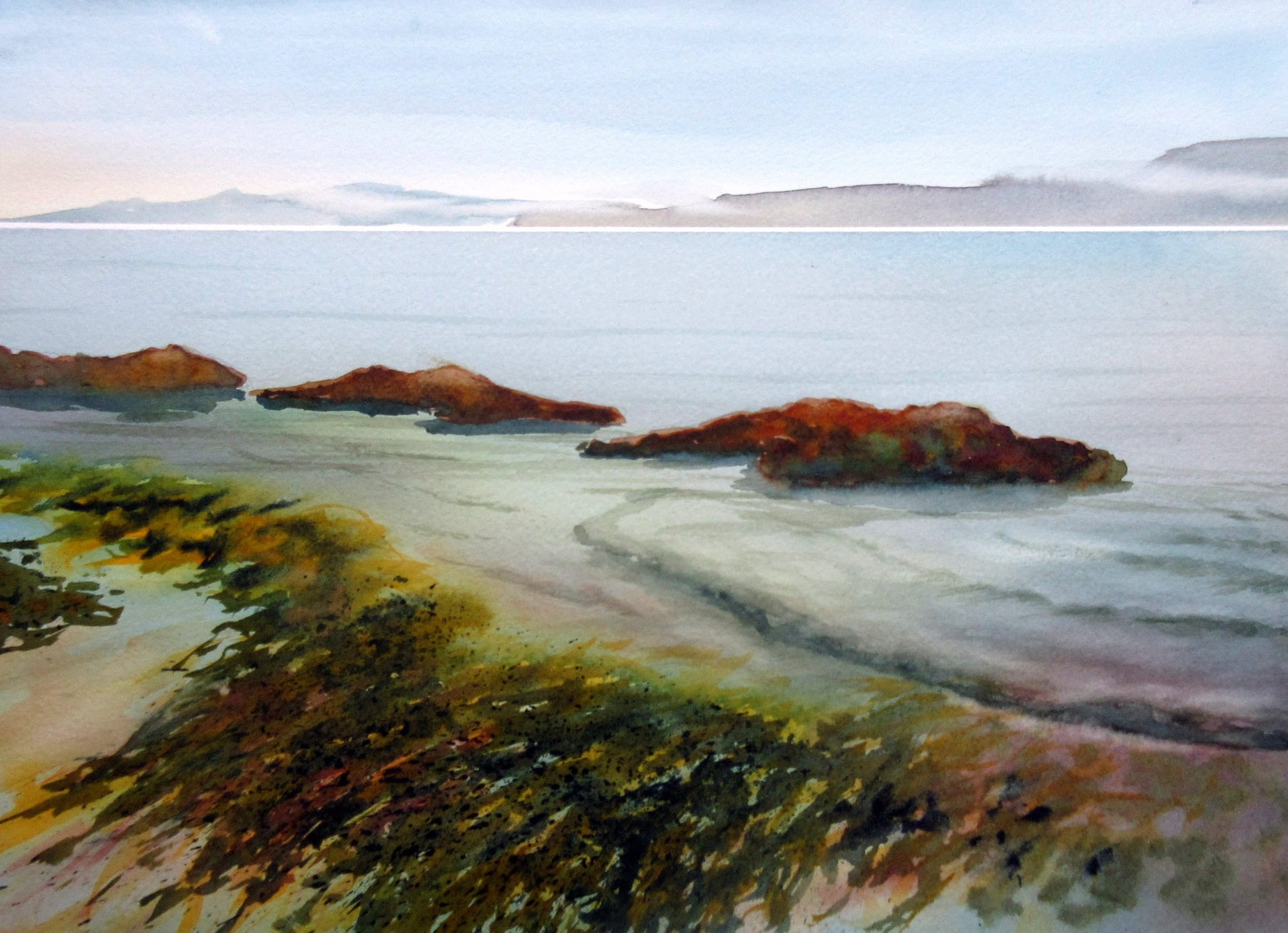Enda Bardell painting MARCROALGAE MOUNDS, Point Grey Foreshore, Vancouver Art Works Gallery