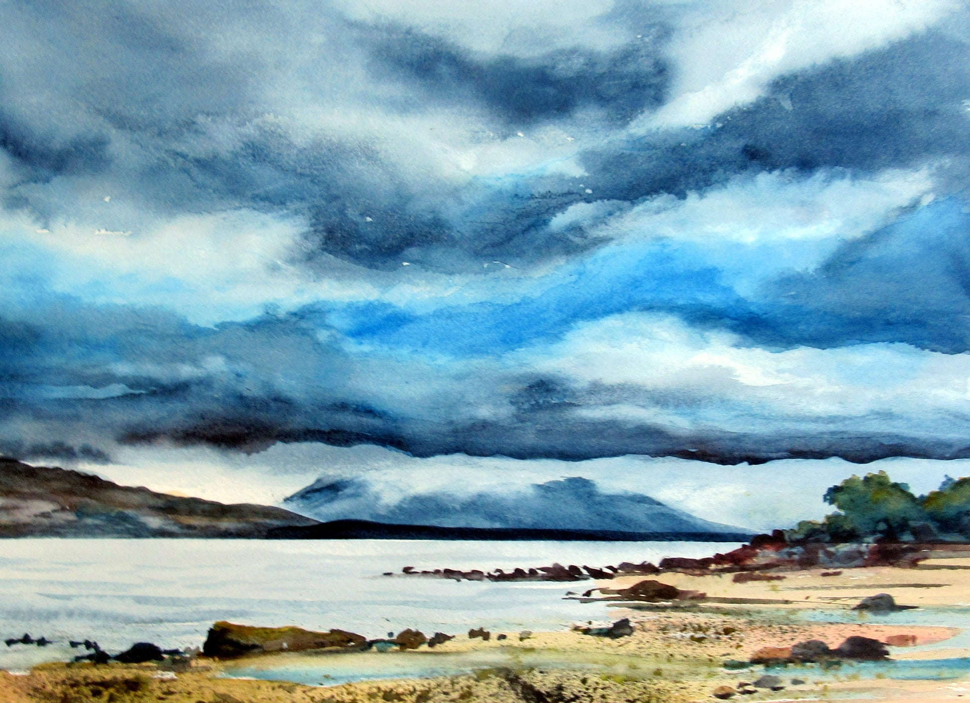 Enda Bardell painting PROBABILITY, Locarno Beach, Vancouver, framed Art Works Gallery