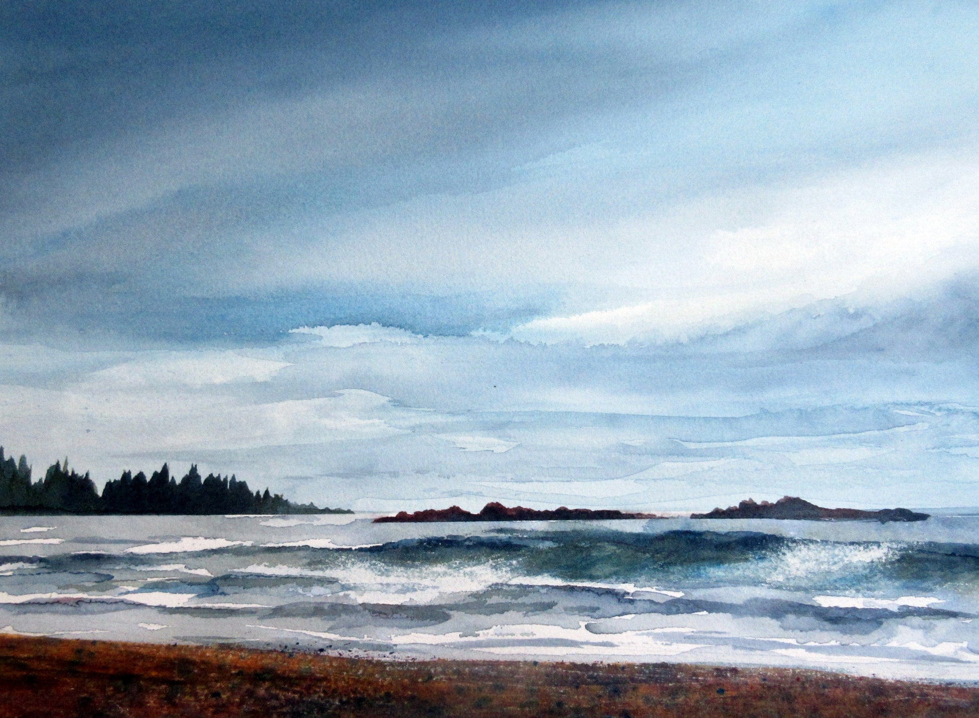 Enda Bardell painting SURF'S UP!, Long Beach, BC Art Works Gallery