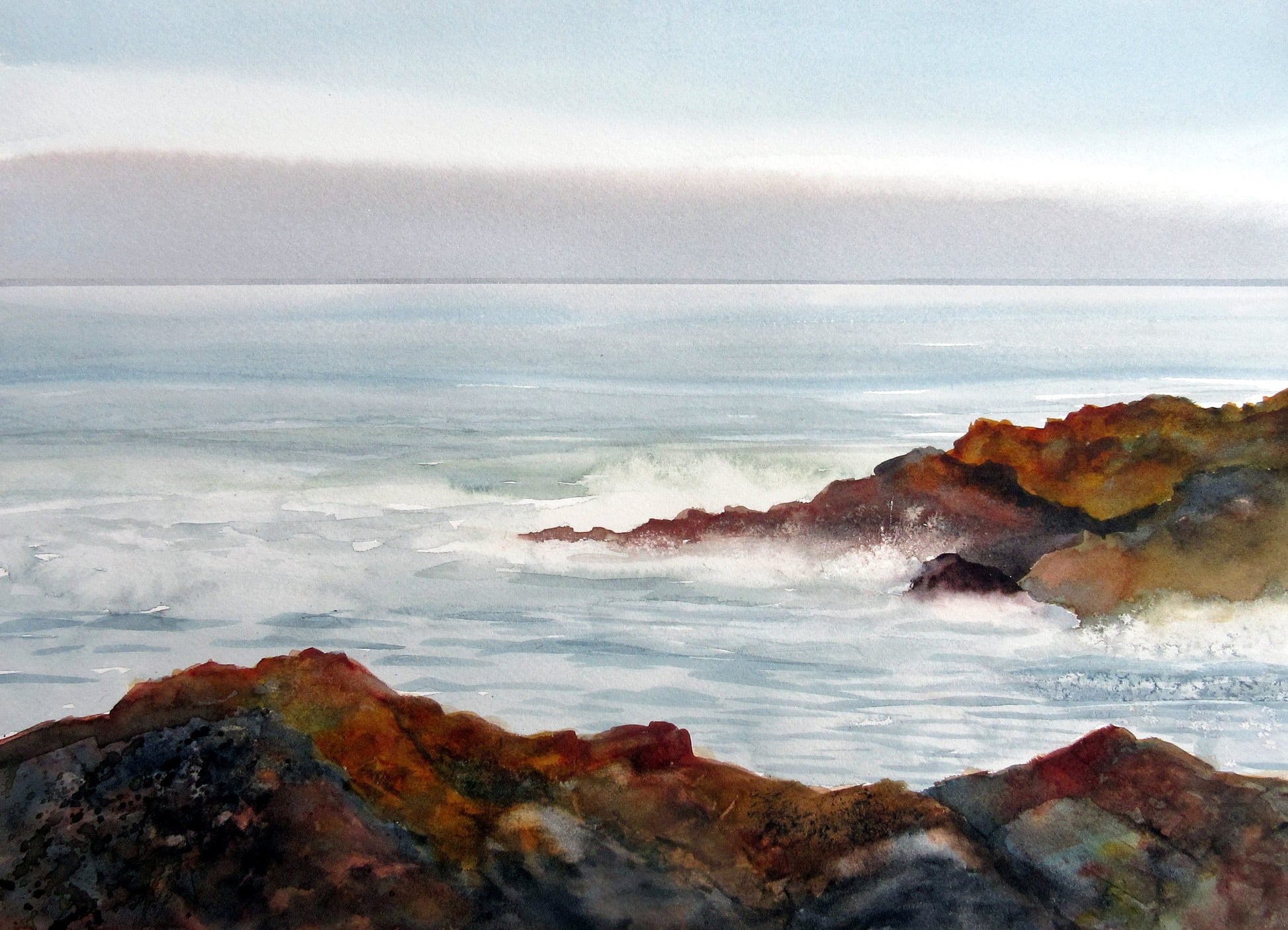 Enda Bardell painting SWELLING, Pacific Rim, BC Art Works Gallery