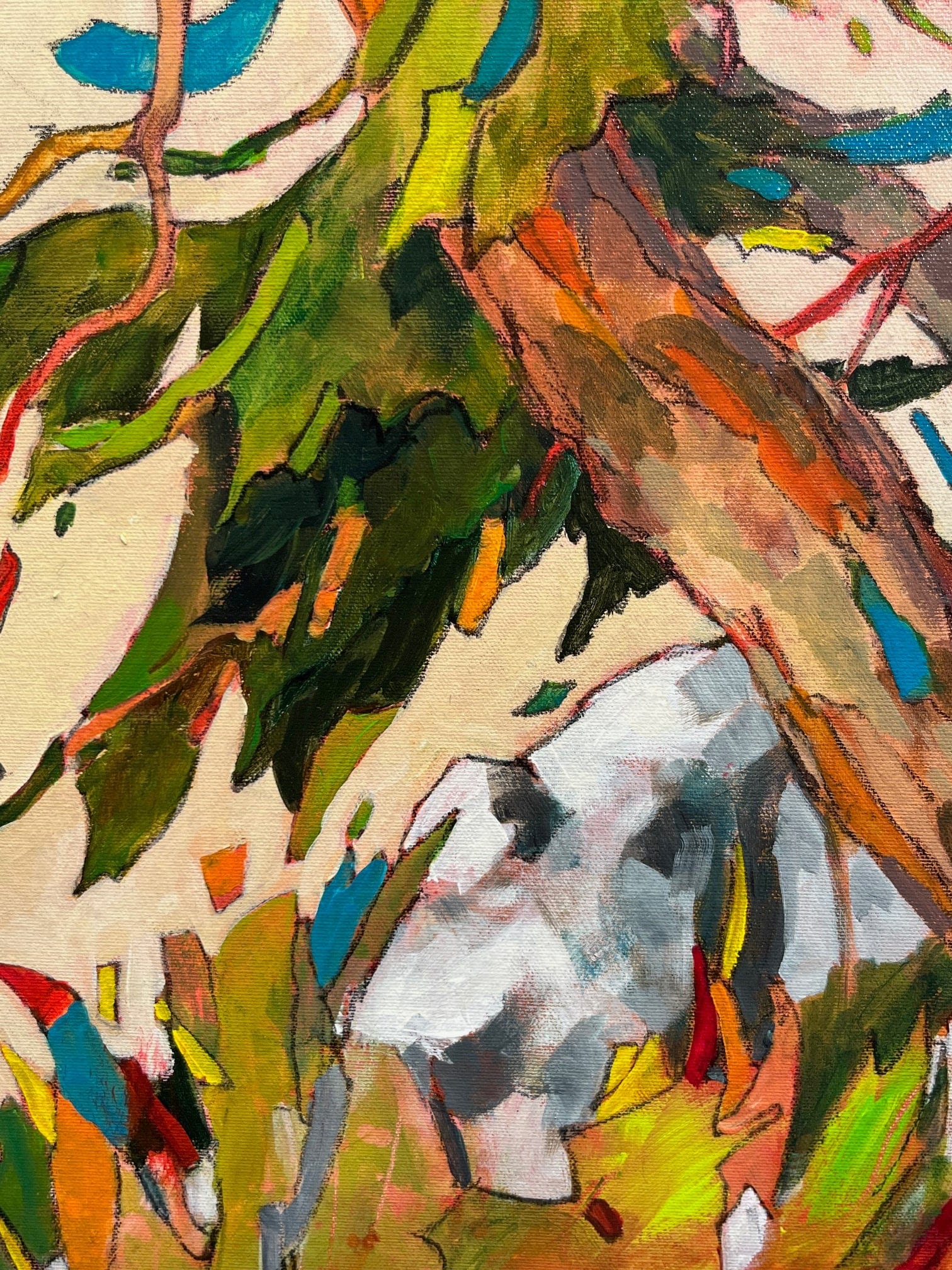 Joyce Kamikura painting Dance at Coastal Edge Art Works Gallery