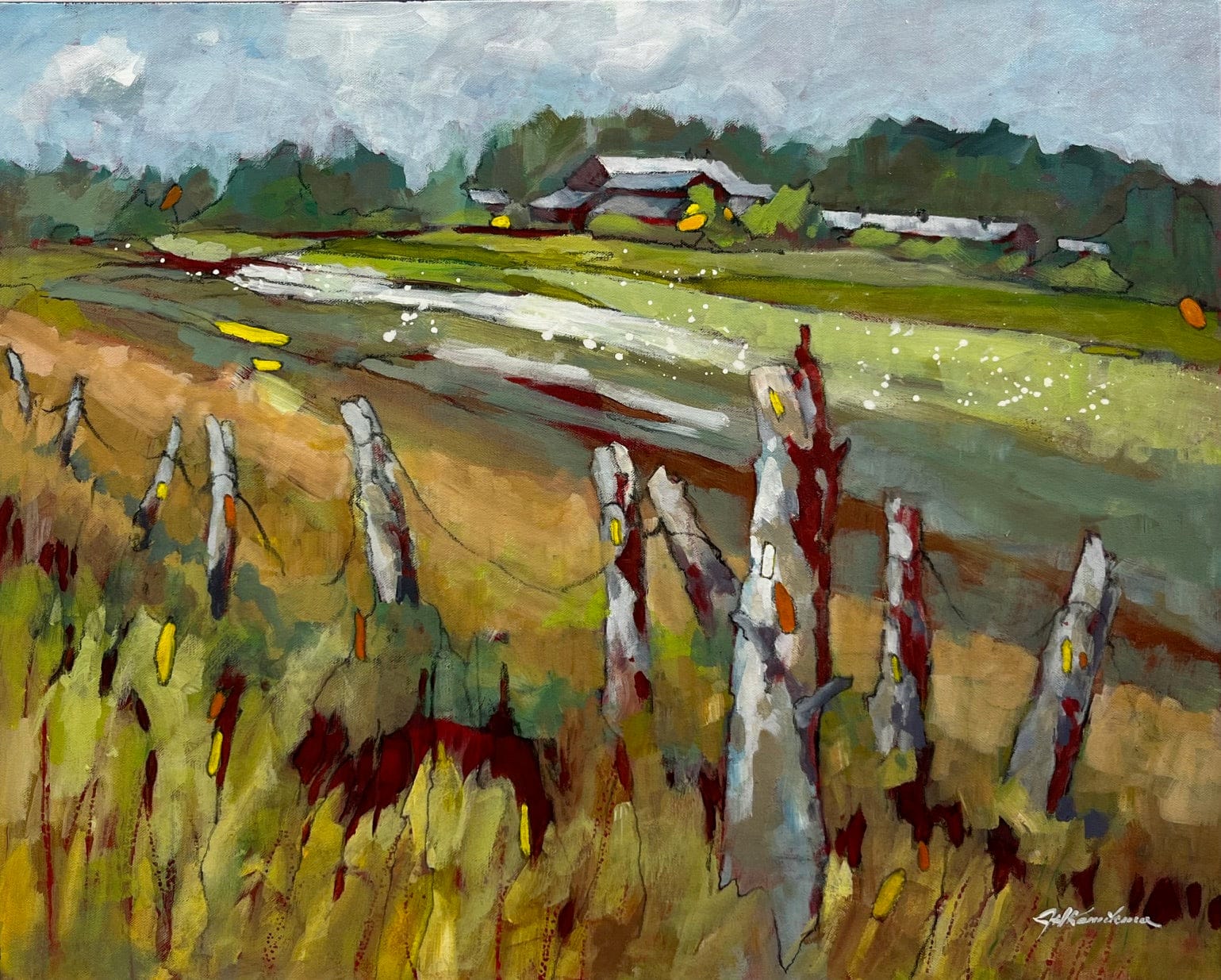 Joyce Kamikura painting Passing By #4 Road Art Works Gallery