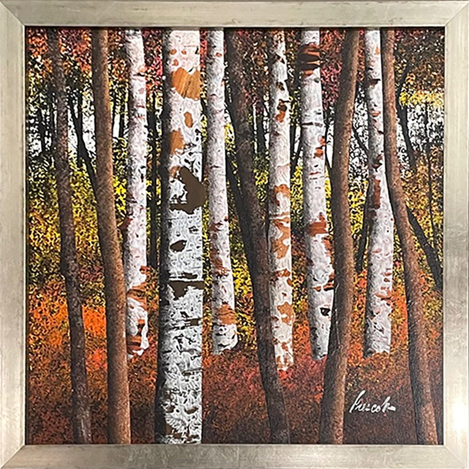 Ken Prescott painting Autumn Wood, framed Art Works Gallery