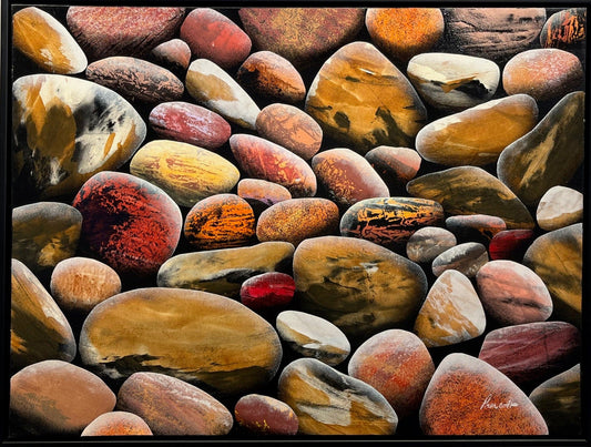 Ken Prescott painting Beach Study, framed Art Works Gallery