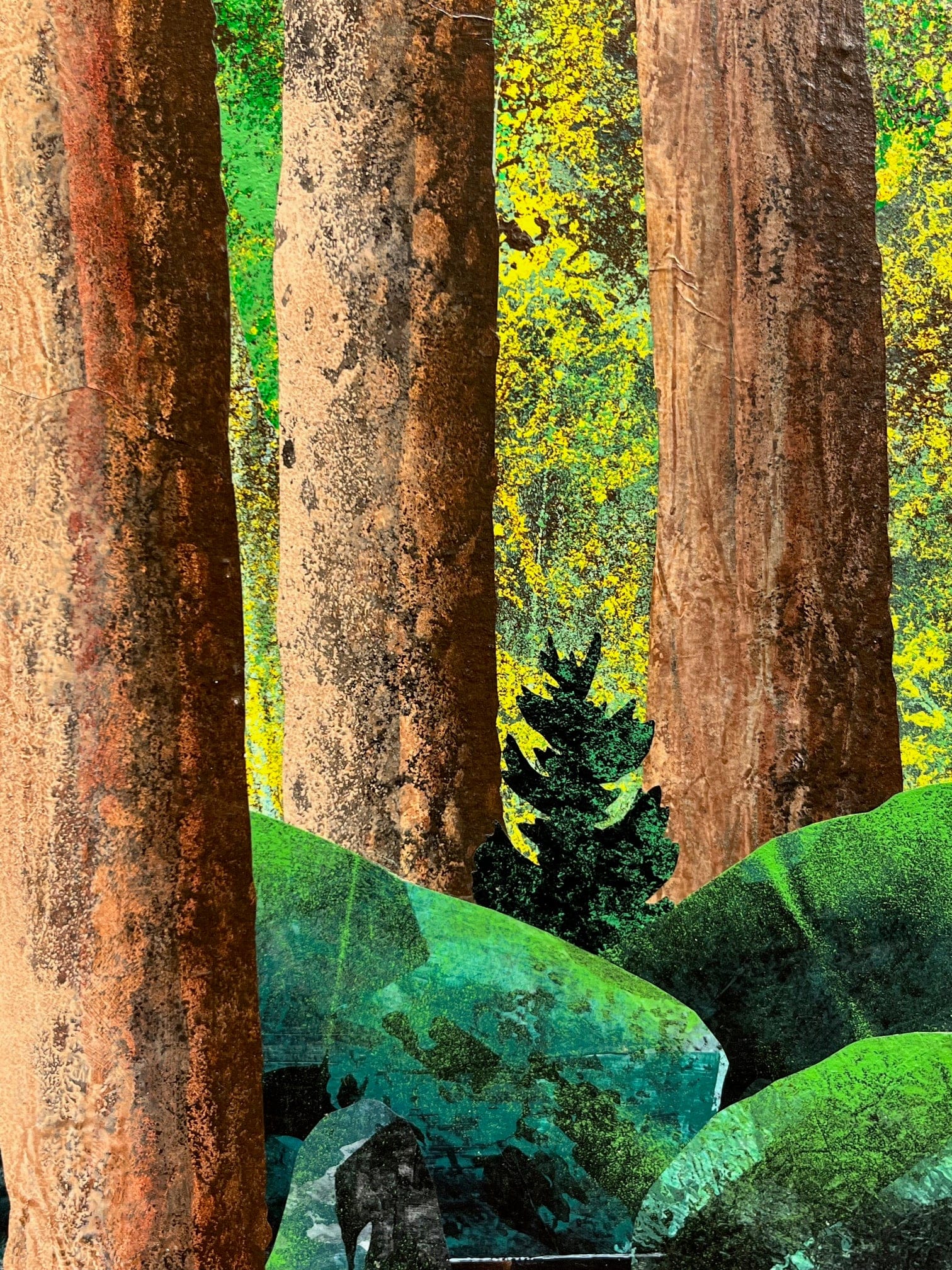 Ken Prescott painting Giants, framed Art Works Gallery