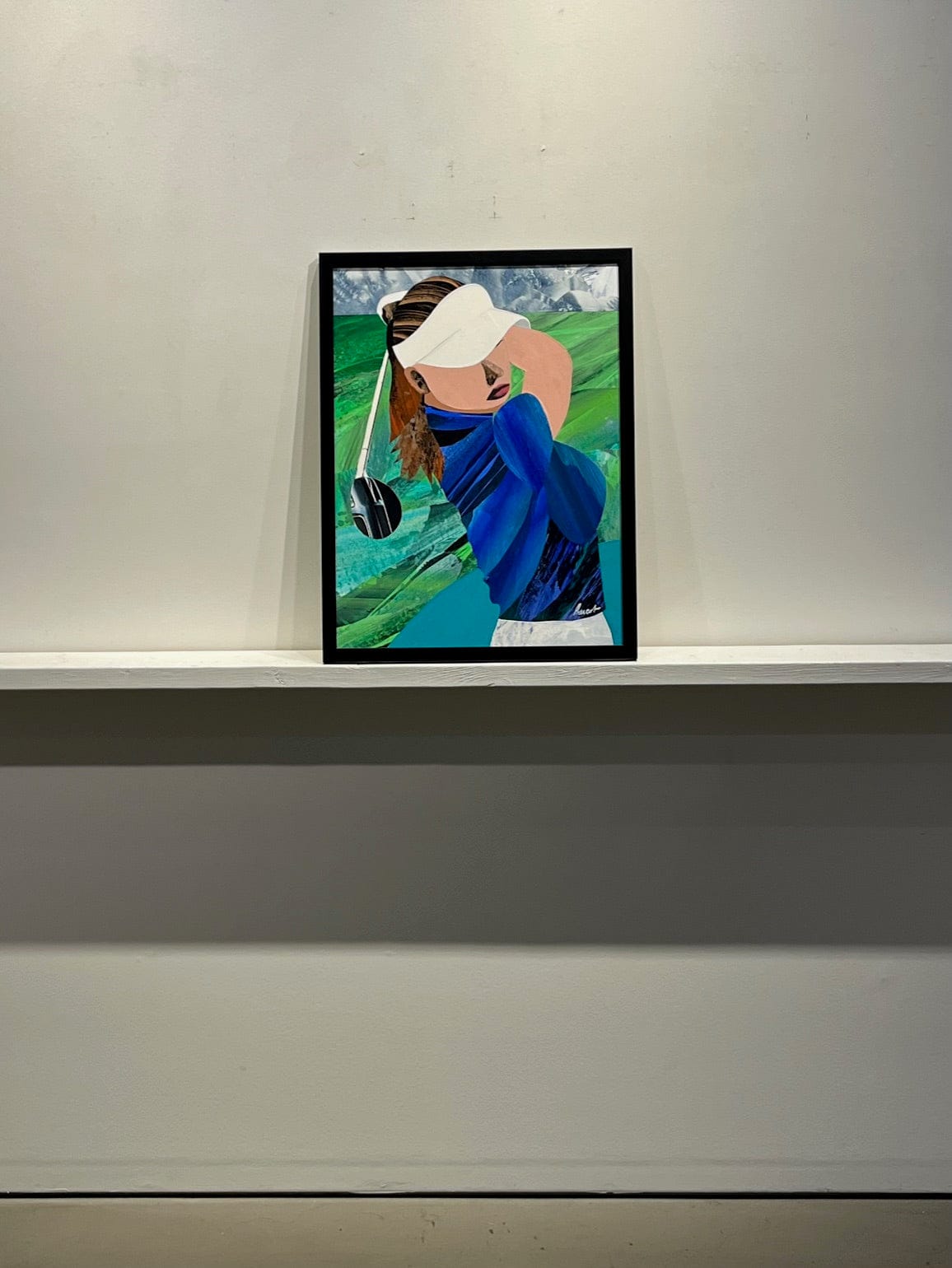 Ken Prescott painting Off The Tee, framed Art Works Gallery