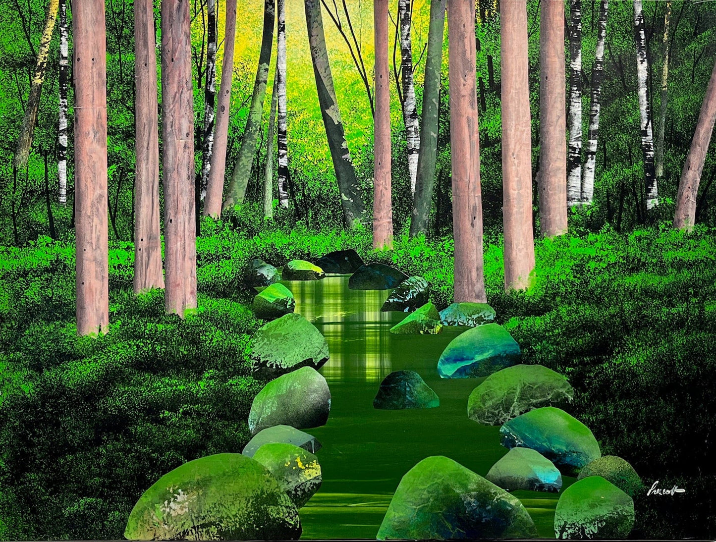 Ken Prescott painting River Through The Woods Art Works Gallery