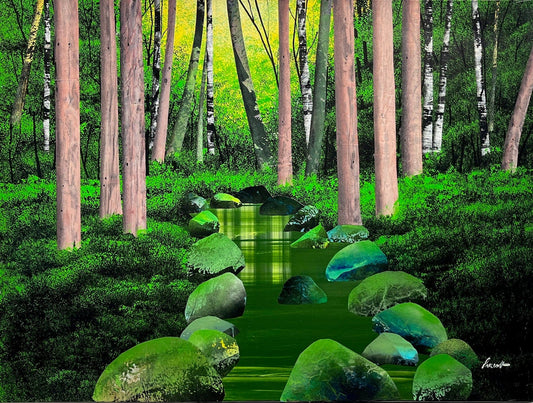 Ken Prescott painting River Through The Woods Art Works Gallery