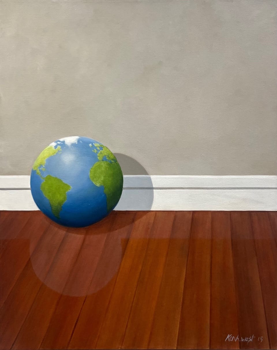 Ken West painting World Up Against The Wall Art Works Gallery