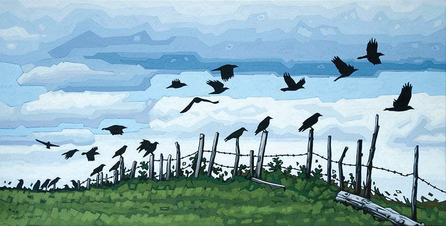 Maxine Wolodko painting Crows and Barbed Wire Art Works Gallery