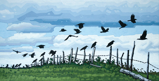 Maxine Wolodko painting Crows and Barbed Wire Art Works Gallery