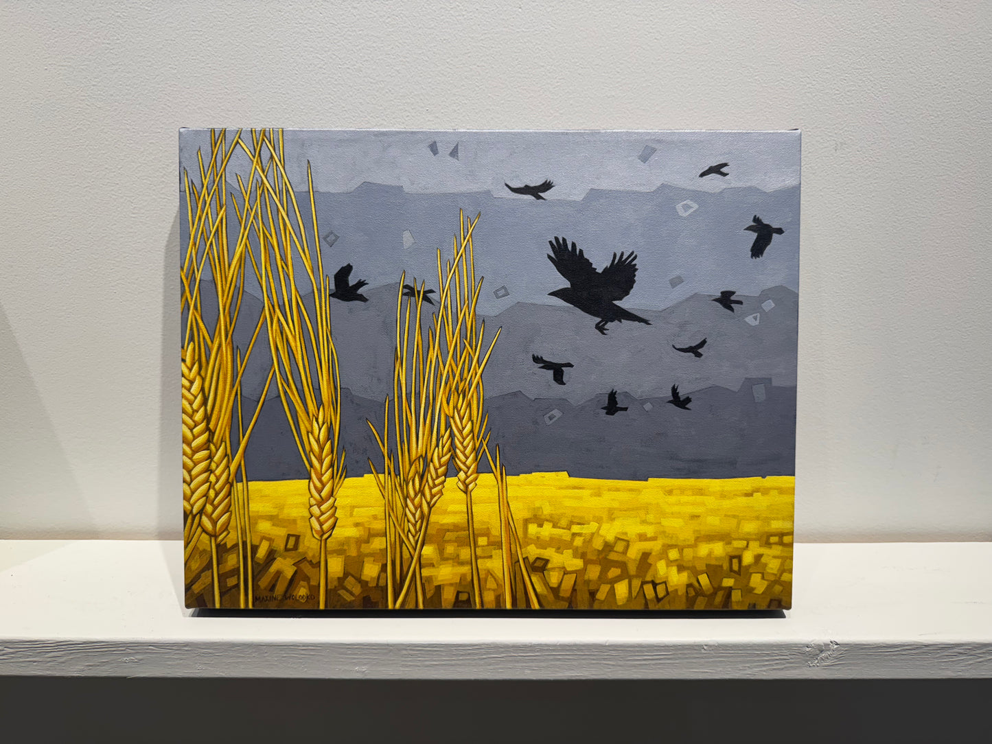Maxine Wolodko painting Crows in the Wheatfield Art Works Gallery