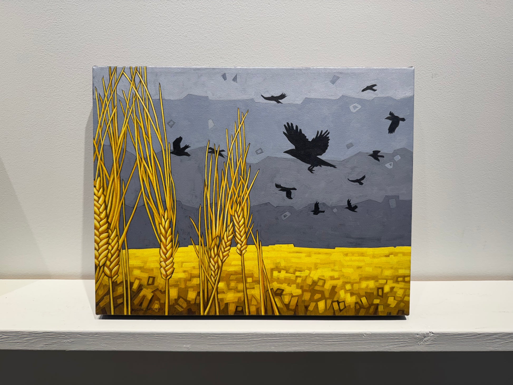 Maxine Wolodko painting Crows in the Wheatfield Art Works Gallery