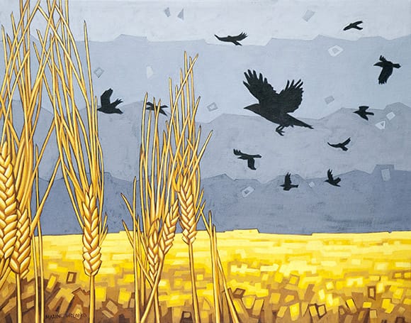 Maxine Wolodko painting Crows in the Wheatfield Art Works Gallery
