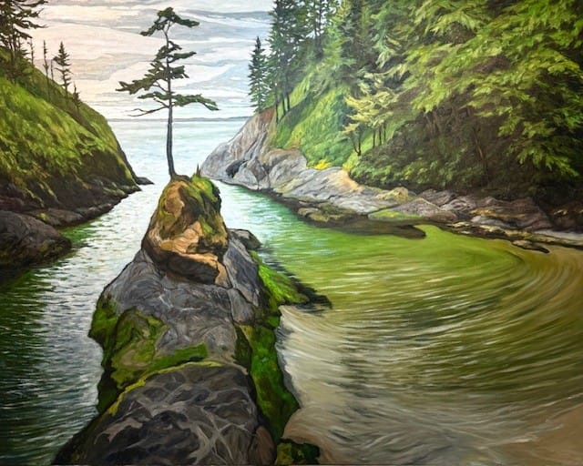 Robert Florian painting Dead Man’s Cove Cape Disappointment, Washington State Art Works Gallery