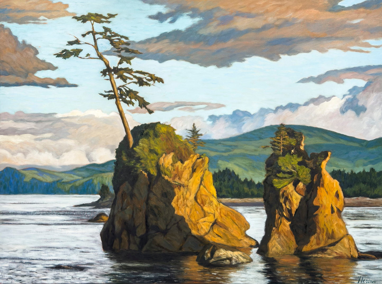 Robert Florian painting Three Graces - Tillamook Bay, Oregon. Art Works Gallery