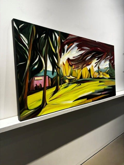 Sharon Quirke painting Ruby Shadow - Cherry Tree in John Lawson Park Art Works Gallery