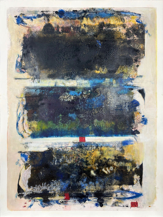 Sue Daniel painting Blue and Yellow Art Works Gallery
