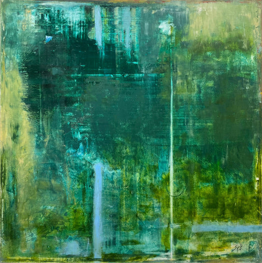 Sue Daniel painting Green (Teal) Art Works Gallery