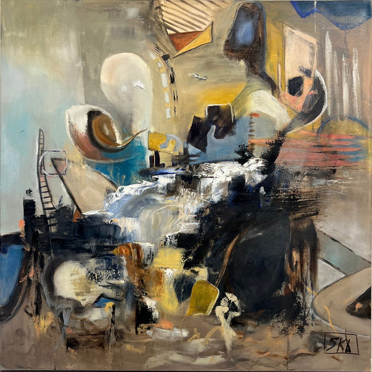 Sue Daniel painting Stranger At Dinner Art Works Gallery