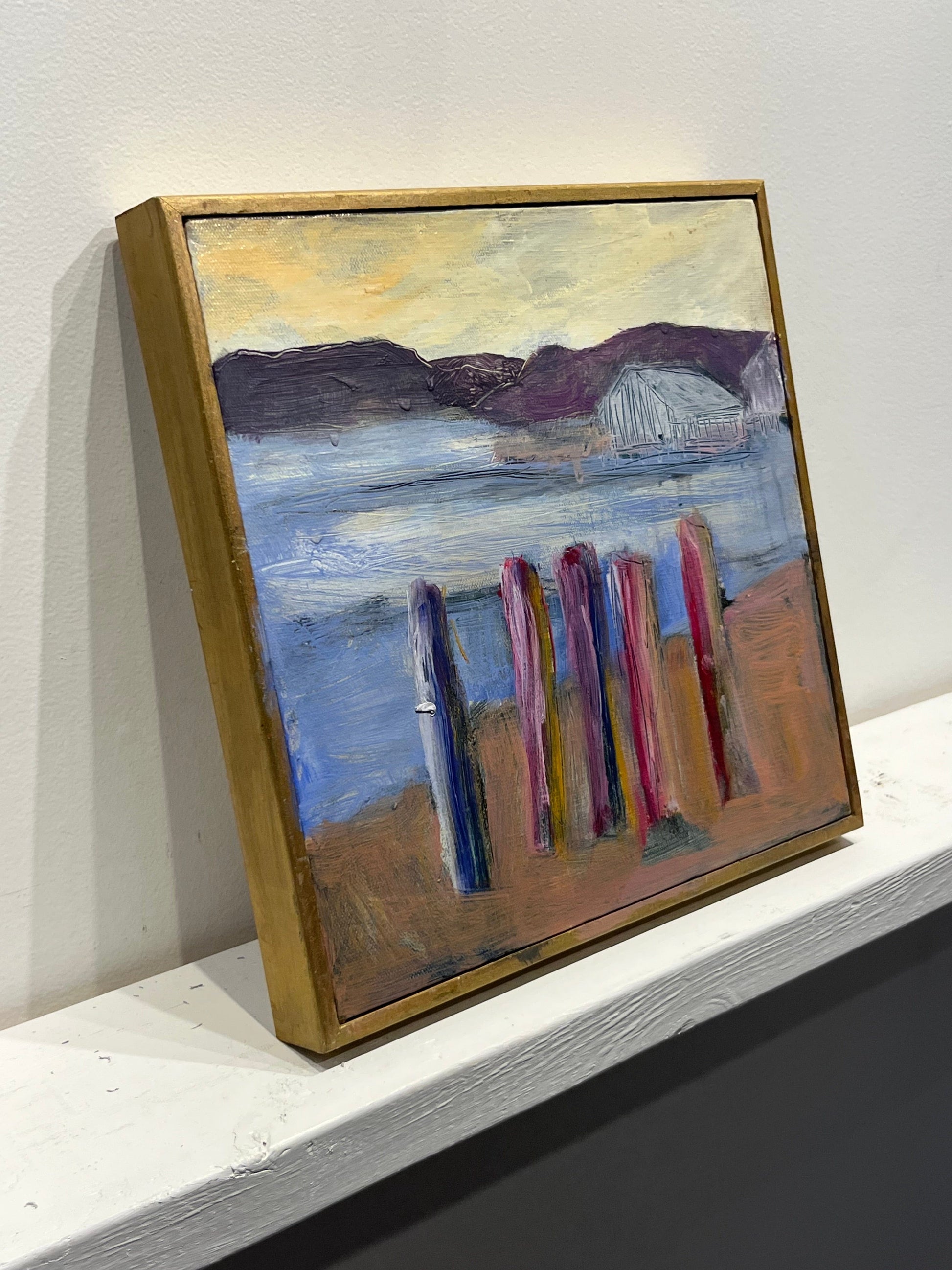 Vern Simpson painting Net Shed, framed Art Works Gallery