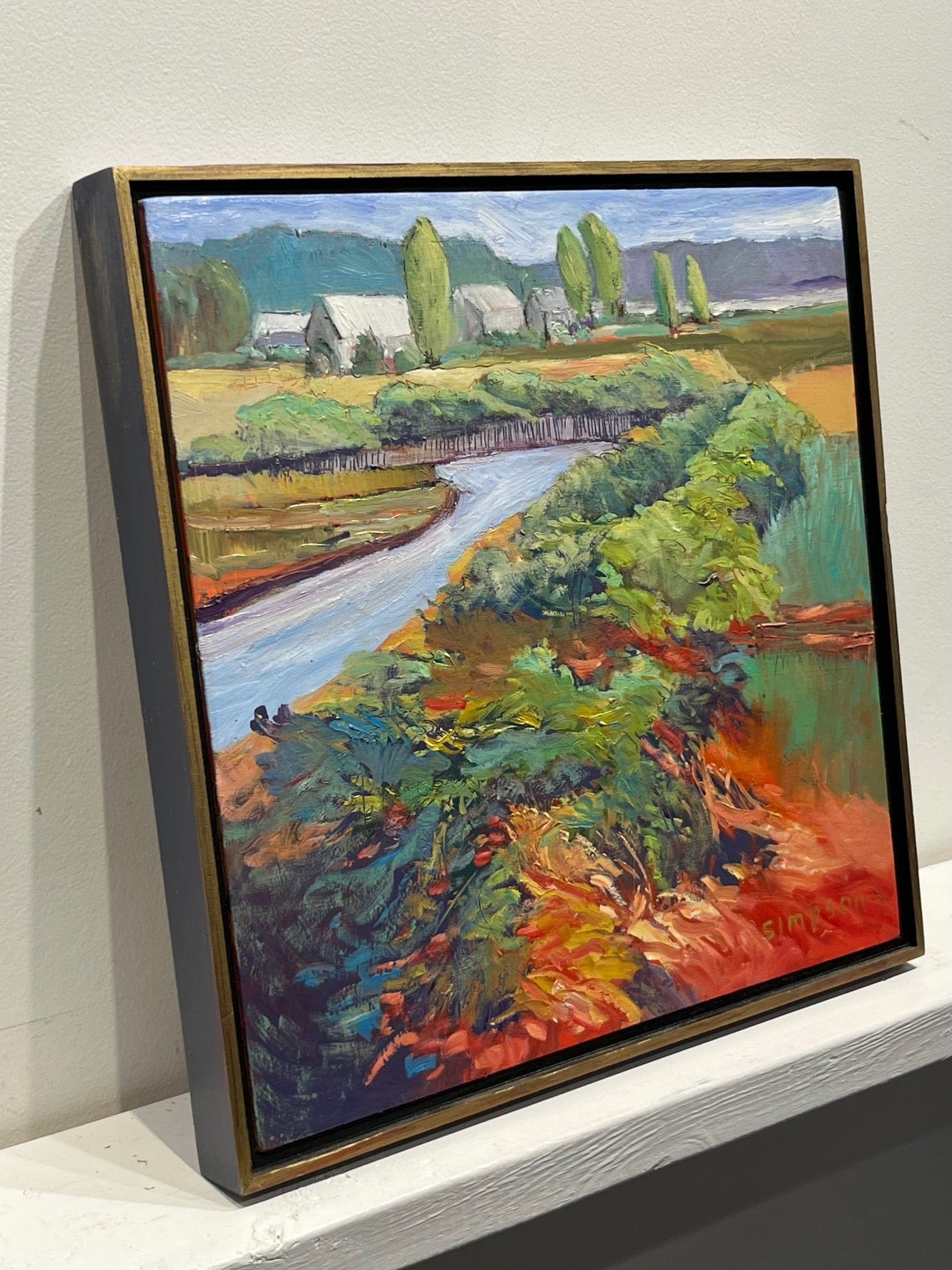 Vern Simpson painting Skagit Fields, framed Art Works Gallery
