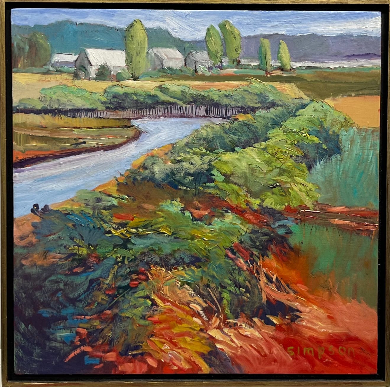 Vern Simpson painting Skagit Fields, framed Art Works Gallery
