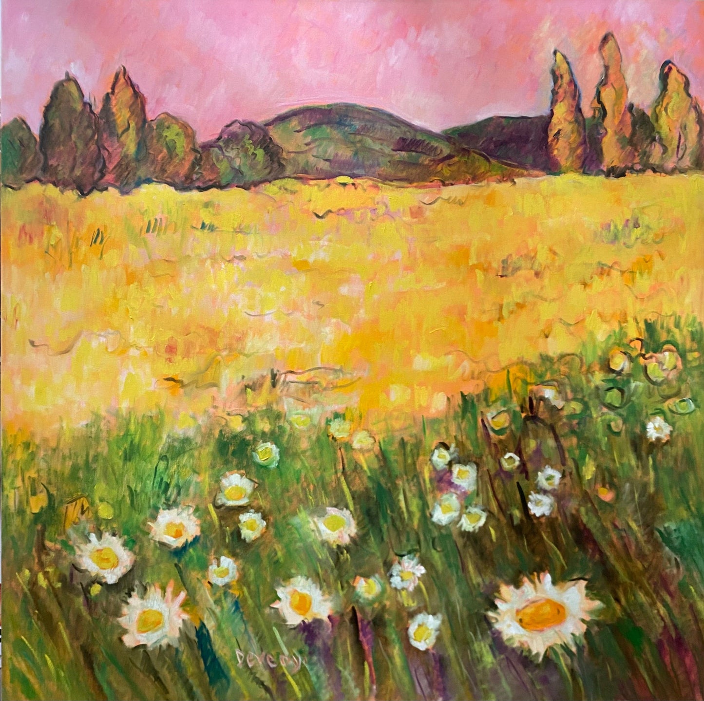 Margaret Devenyi painting Field of Wild Daisies Art Works Gallery