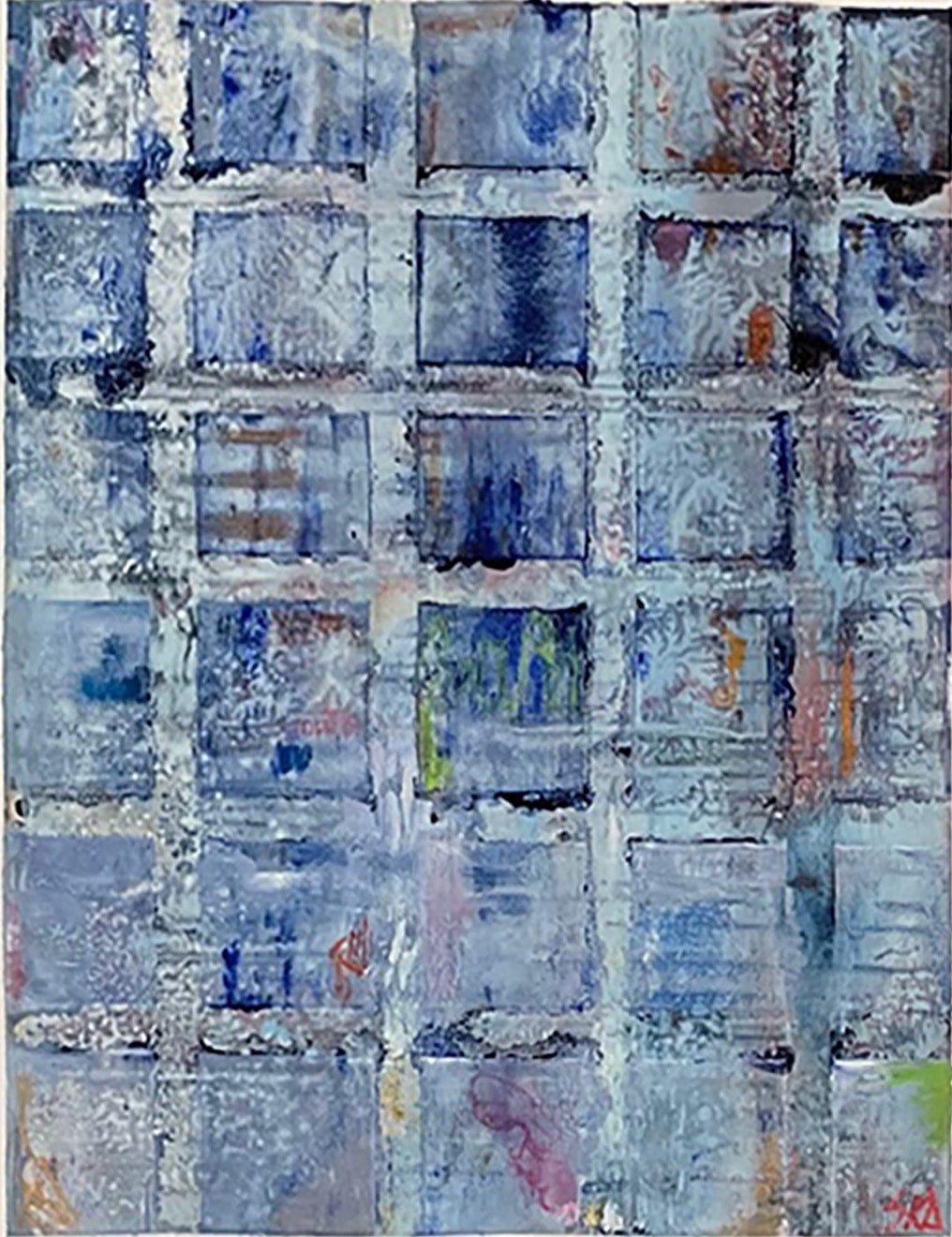 Sue Daniel painting Color Blocks #1, framed Art Works Gallery