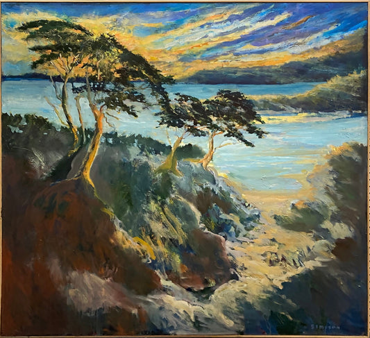Vern Simpson painting Sunset with Madrona (Arbutus Dawn), framed Art Works Gallery